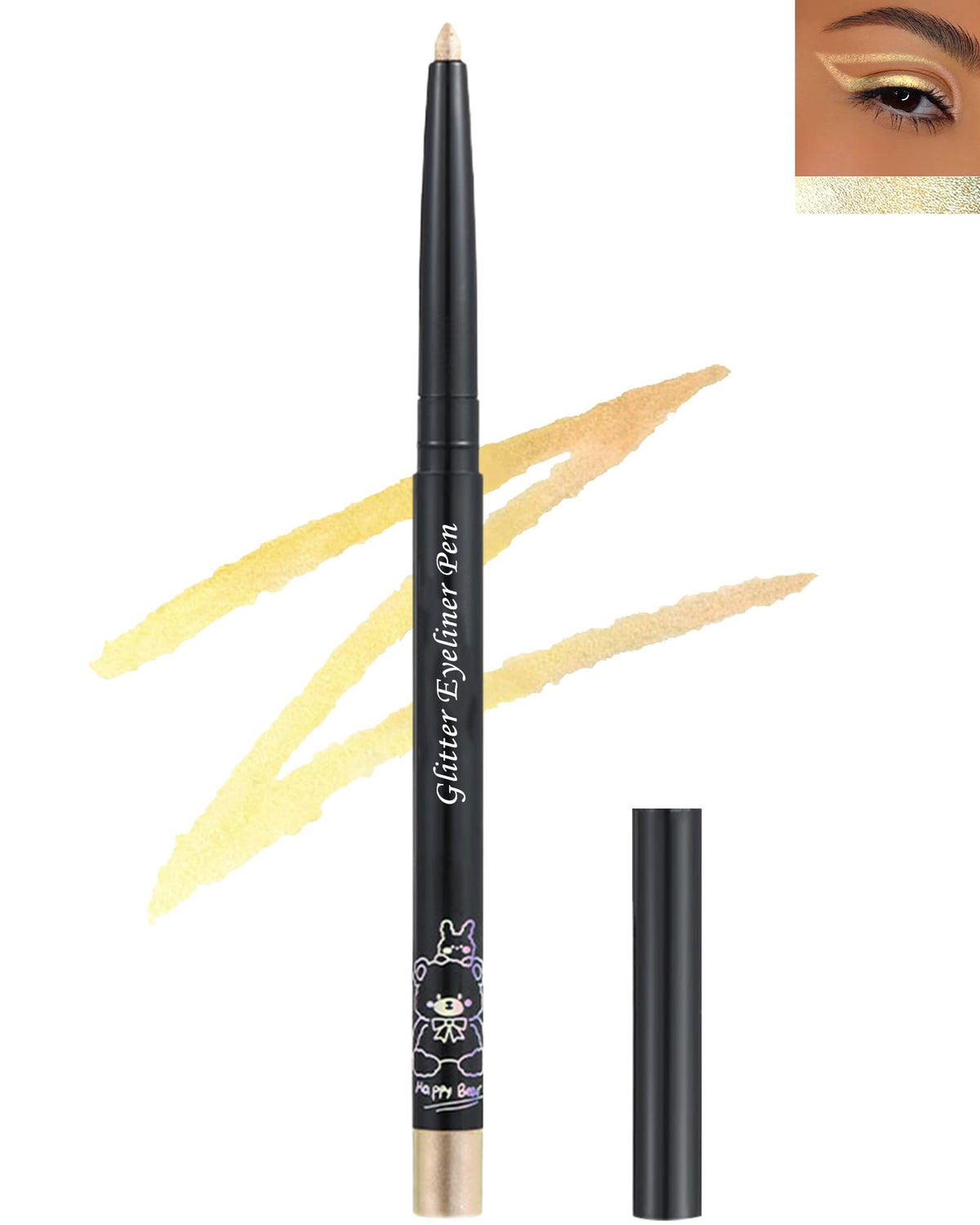 Lysdefeu Chameleon Glitter Gel Eyeliner Pencil, Waterproof Metallic Shimmer Gold Silver, 1 Count