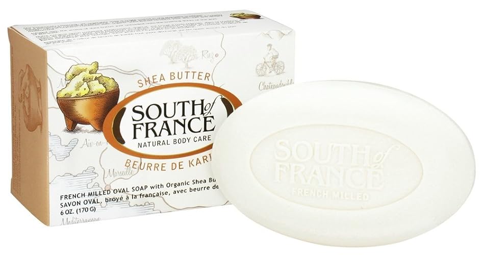 South Of France Shea Butter Bar Soap, 6 Ounce - Natural Moisturizing Cleanser