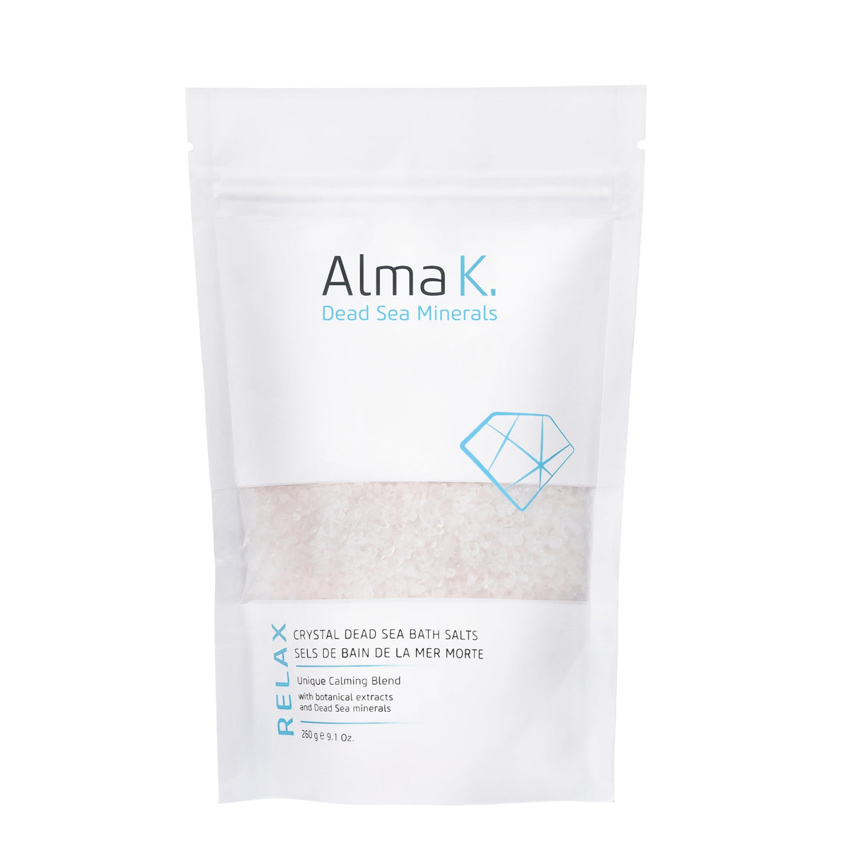 Alma K Dead Sea Bath Salts, 9.1 Oz - Exfoliating & Hydrating, White Tea & Neroli S