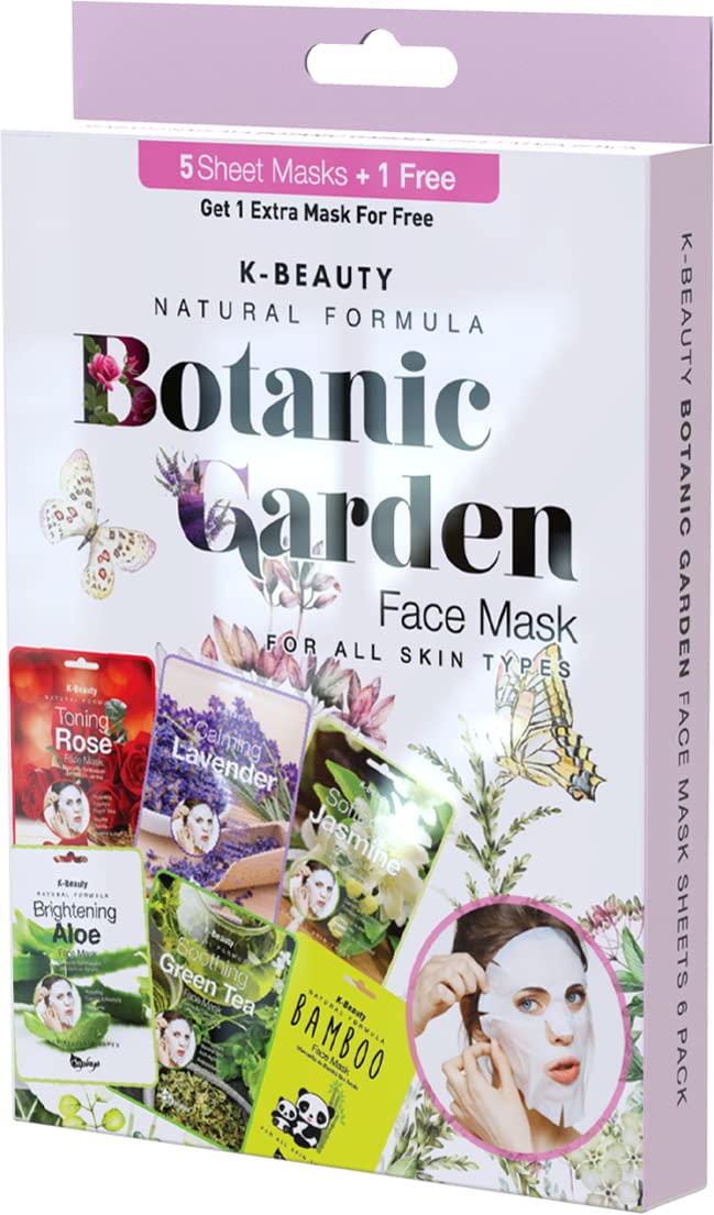 Saplaya K-Beauty Multi-Pack Face Sheet Masks - 6 Count, Natural Ingredients For Balanced Skin Care