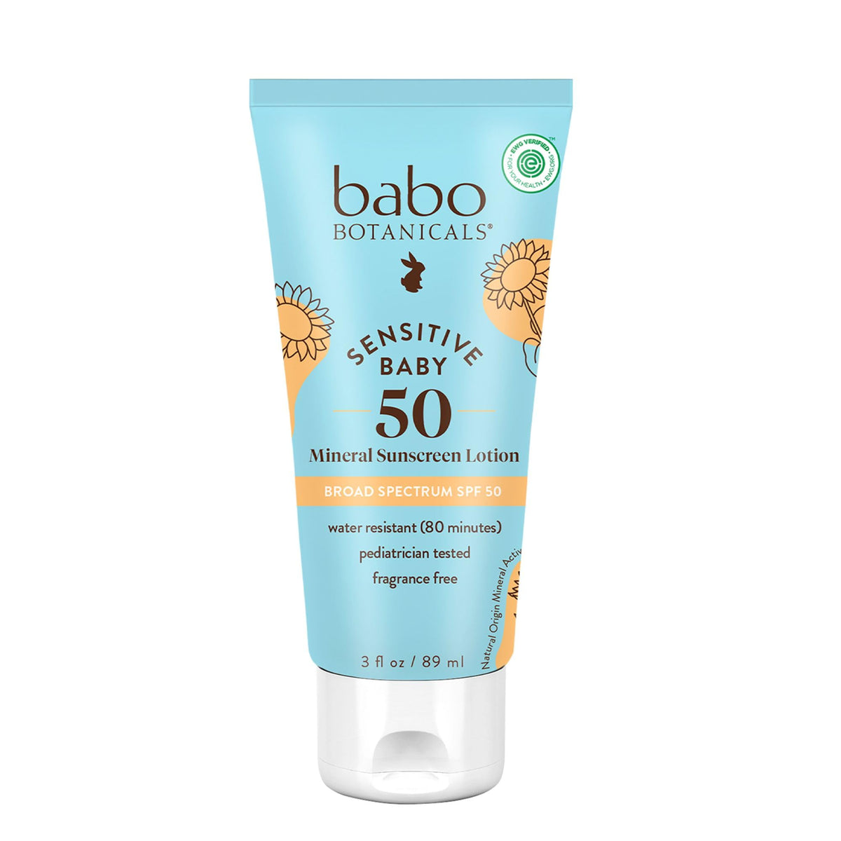 Babo Botanicals Spf 50 Sensitive Baby Mineral Sunscreen Lotion - Fragrance-Free & Water-Resistant