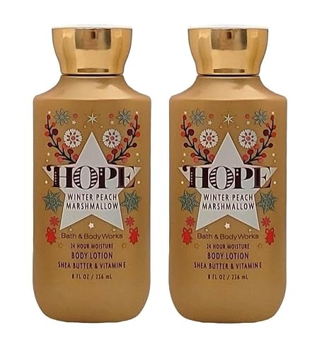 Bath & Body Works Super Smooth Body Lotion Set For Women, 8 Oz - 2 Pack, Winter Peach Marshmallow