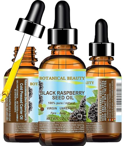 Botanical Beauty Black Raspberry Seed Oil - 100% Pure Virgin Unrefined - 4 Fl Oz Carrier Oil