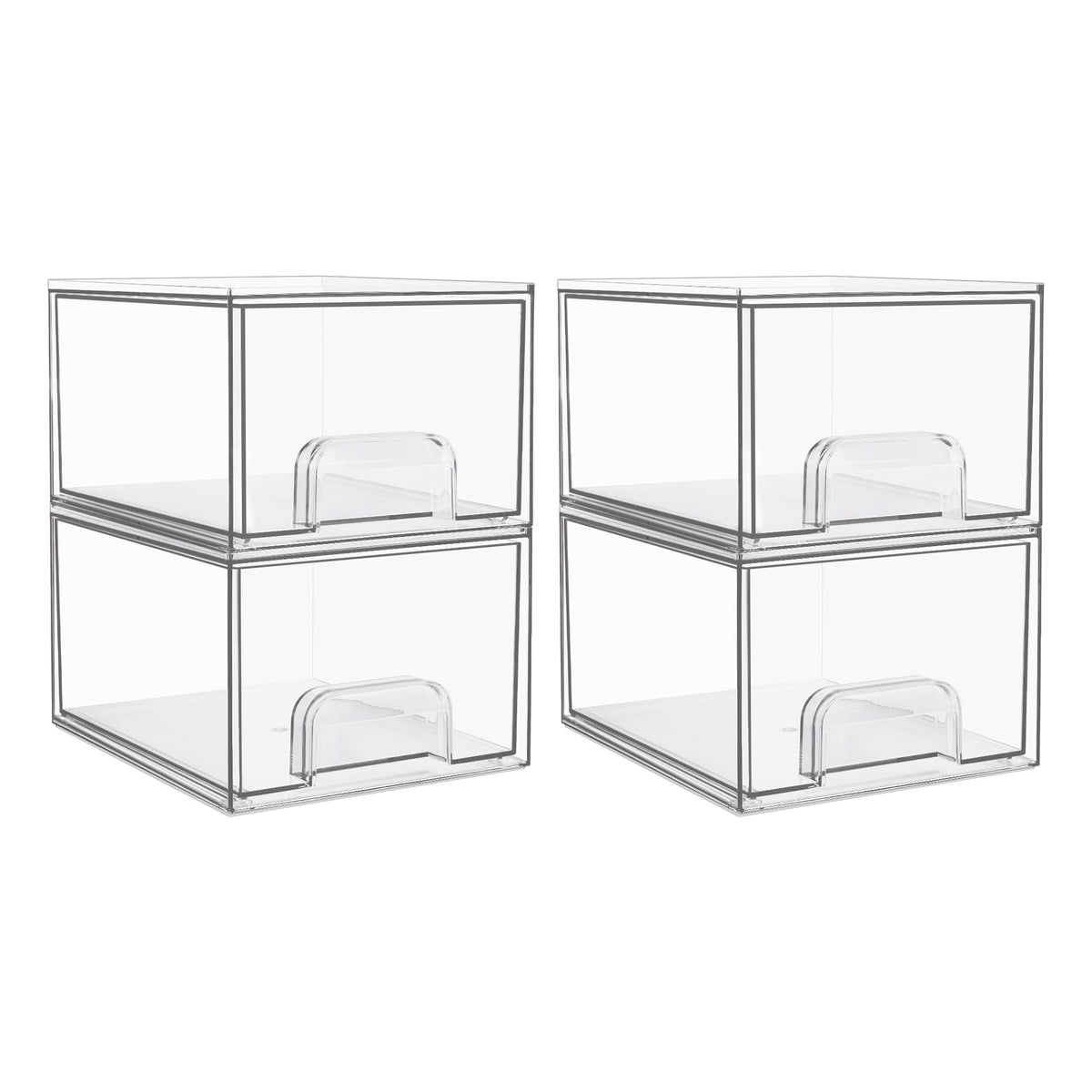 Vtopmart Clear Stackable Storage Drawers - 4 Pack Acrylic Makeup Organizer For Home & Kitchen