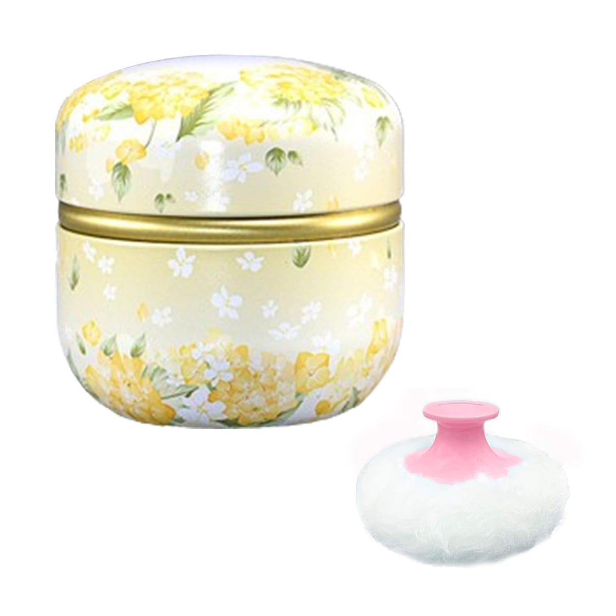 Qopoto Light Yellow Body Powder Puff With Case For Bath And Travel - 1 Count