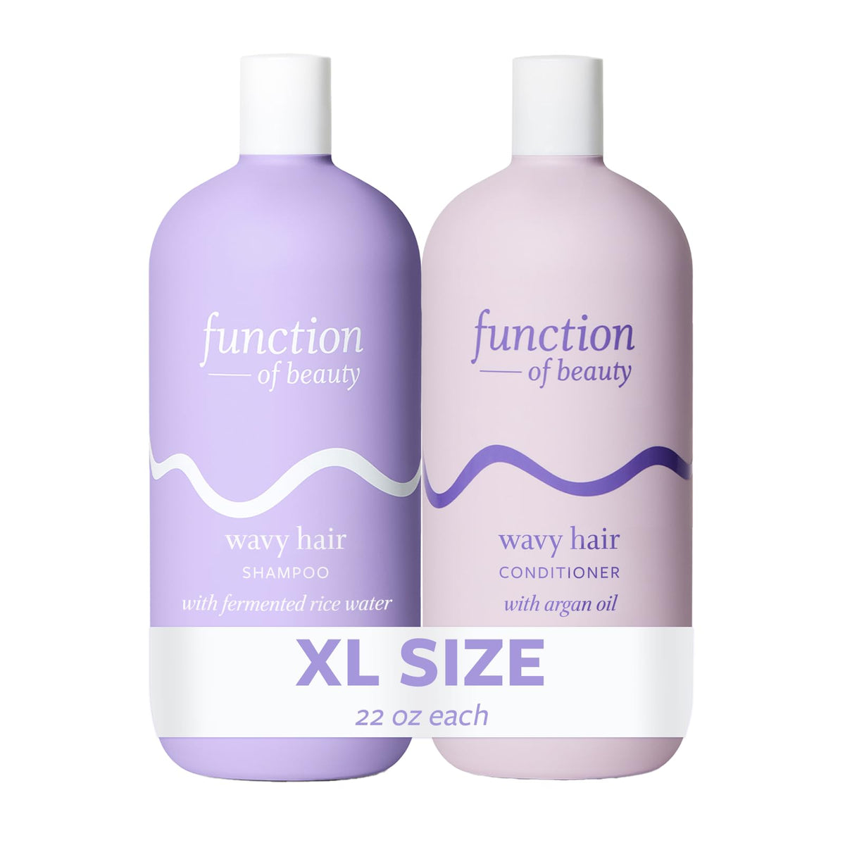 Function Of Beauty Wavy Hair Shampoo & Conditioner, 22 Oz - Strengthen With Rice Water & Argan Oil