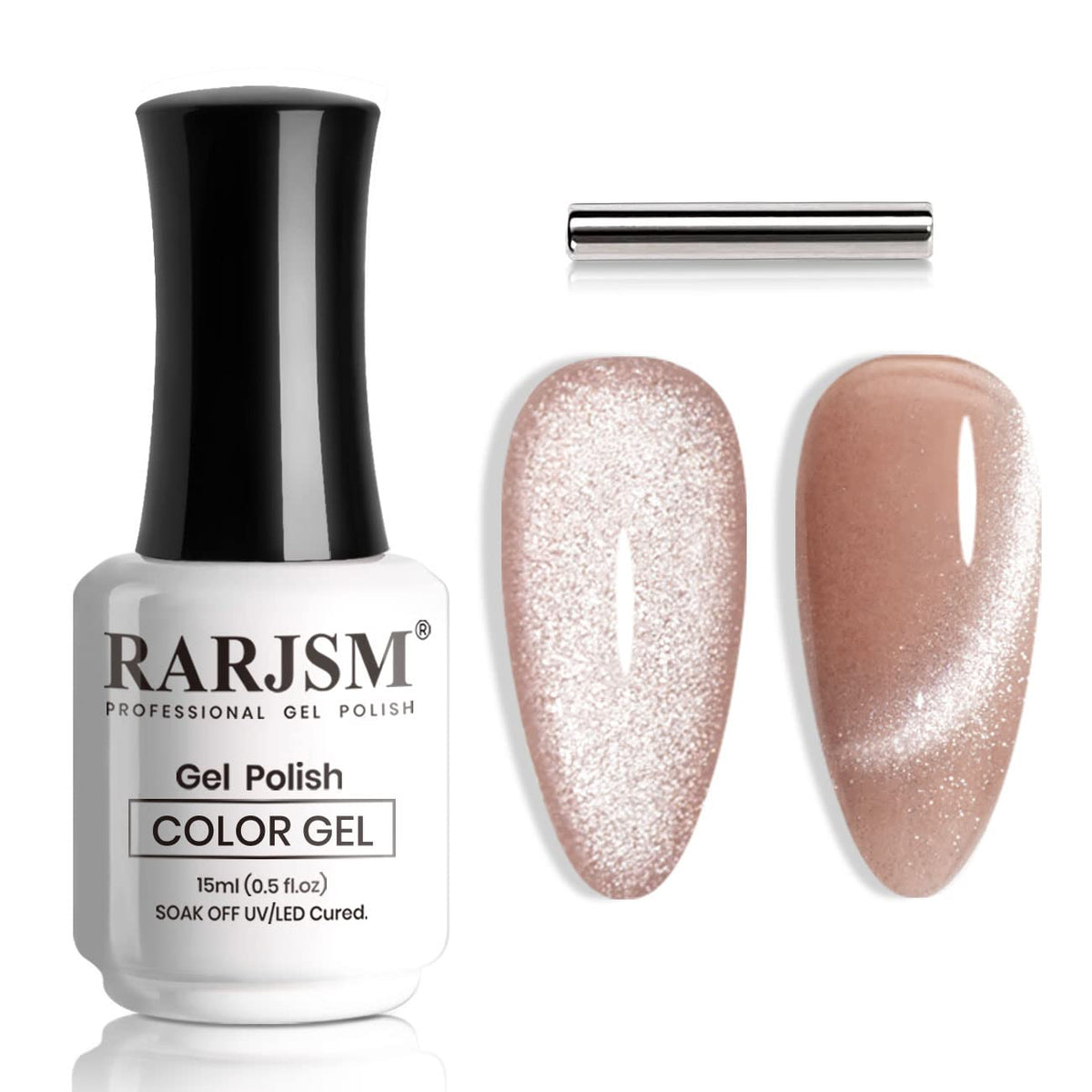 Rarjsm 9D Cat Eye Gel Nail Polish - Rose Gold Silver Glitter 15Ml Uv Led Soak Off