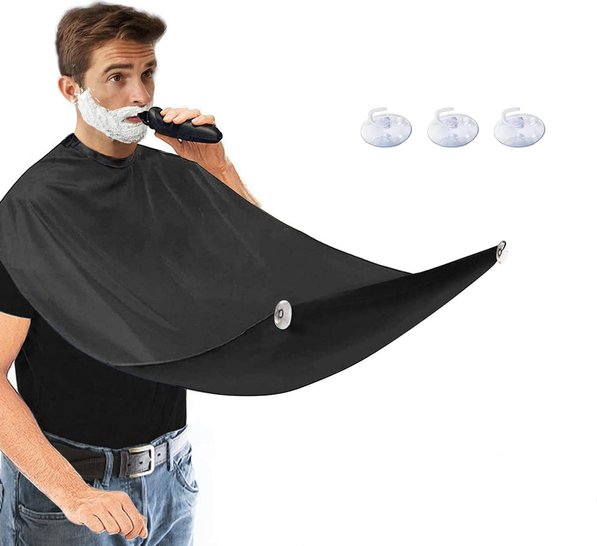 Weilaidi Beard Bib Apron - Waterproof Non-Stick Grooming Cape With Suction Cups, Black