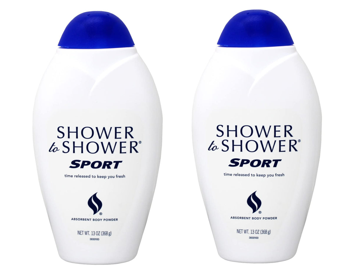 Shower To Shower Sport Body Powder, 13 Oz (Pack Of 2) - Absorbent & Freshening Formula