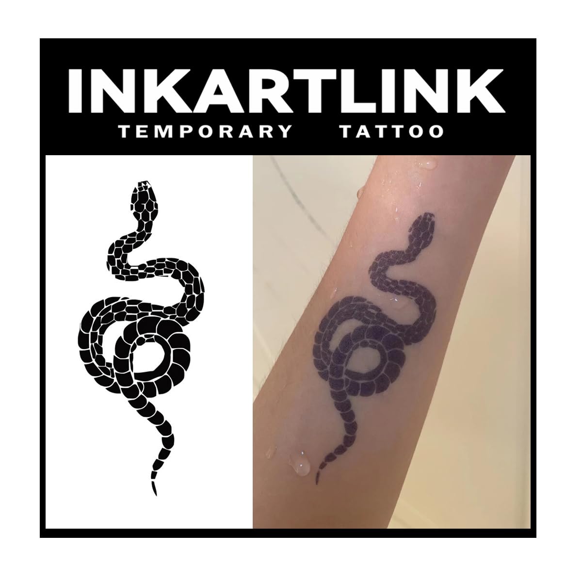 Inkartlink Little Snake Semi-Permanent Tattoo - 3 Sheets Waterproof Temporary Art Design