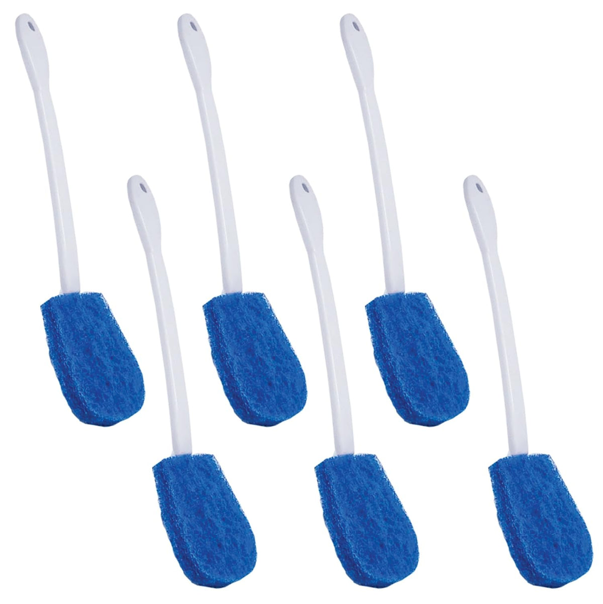 Lola Products Bath & Toilet Bowl Scrubber Brush, Non-Scratch, 6 Pack, Comfort Handle, Rust Proof