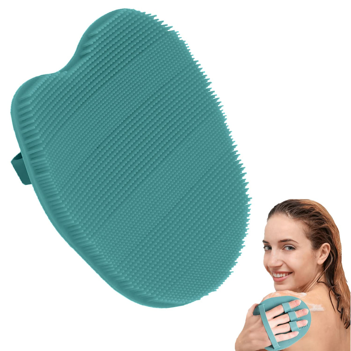 Rampula Exfoliating Silicone Bath Brush - Hygienic Body Scrubber For Wet/Dry Cleaning, Eucalyptus Green