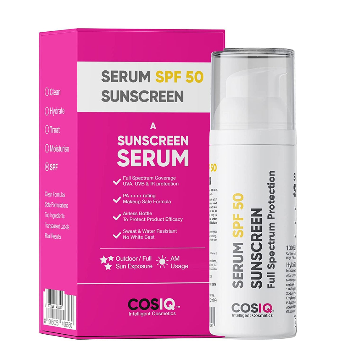 Cos-Iq Outdoor Sunscreen Serum Spf 50 Pa++++ – Ultralight, Dewy Finish, 30Ml - No White Cast