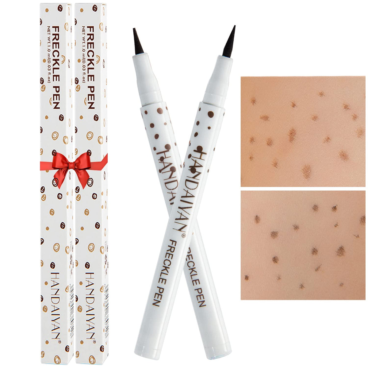 Dekrion Natural Freckles Makeup Pen - Waterproof, Long-Lasting, Chestnut & Dark Brown