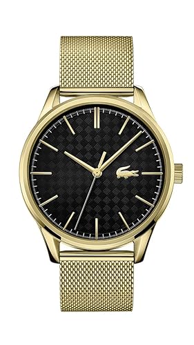 Lacoste Vienna Men'S Gold Steel Quartz Watch, Ionic Plated Bracelet, Black Gold - Model 2011104