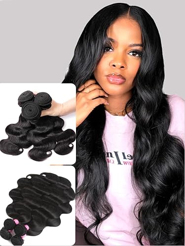 UNICE 100% Unprocessed Virgin Malaysian Body Wave Hair Weave 3 Bundles 16 Inch Natural Color