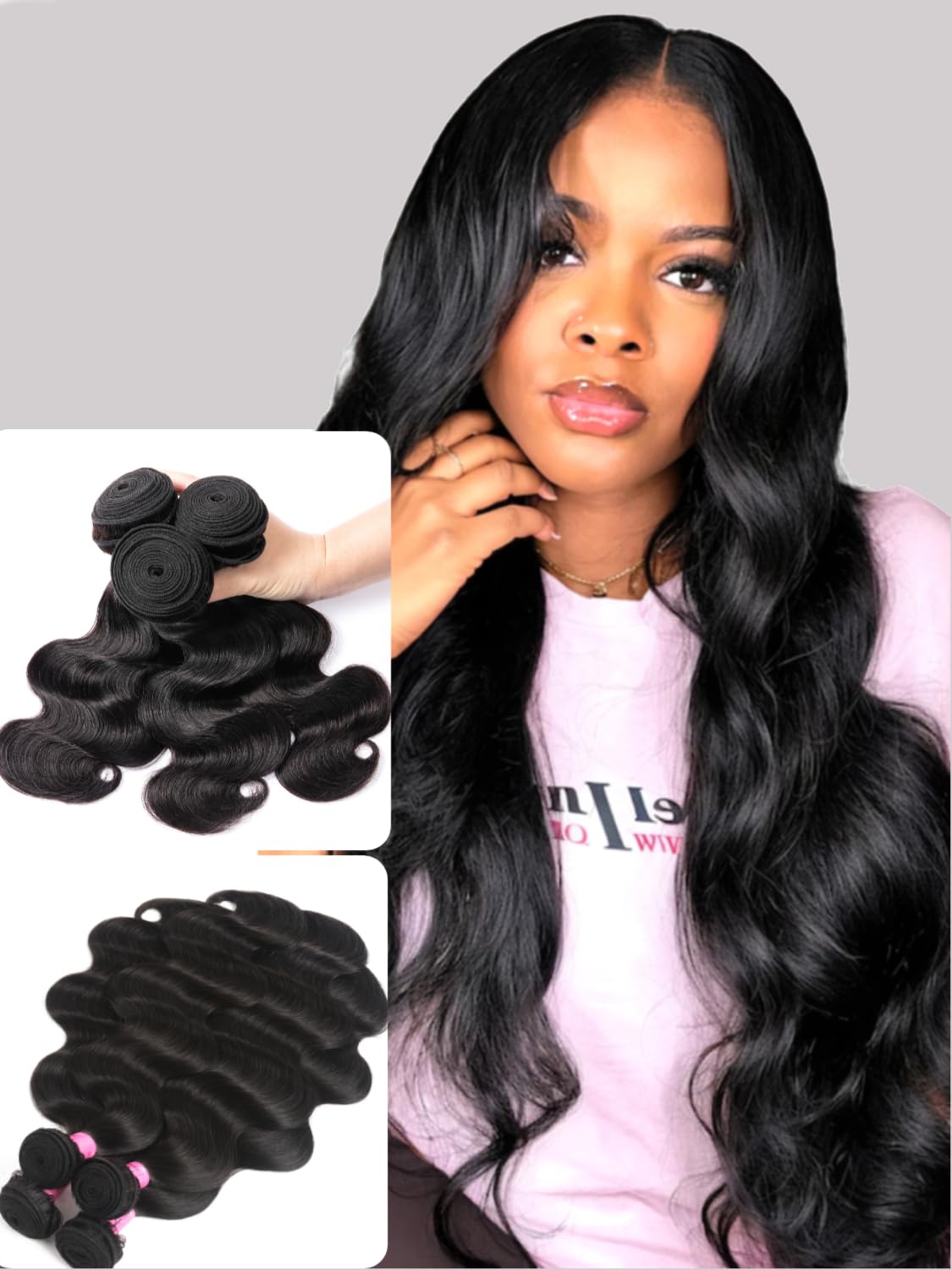 UNICE 100% Unprocessed Virgin Malaysian Body Wave Hair Weave 4 Bundles, Natural Color, 22-28 Inch