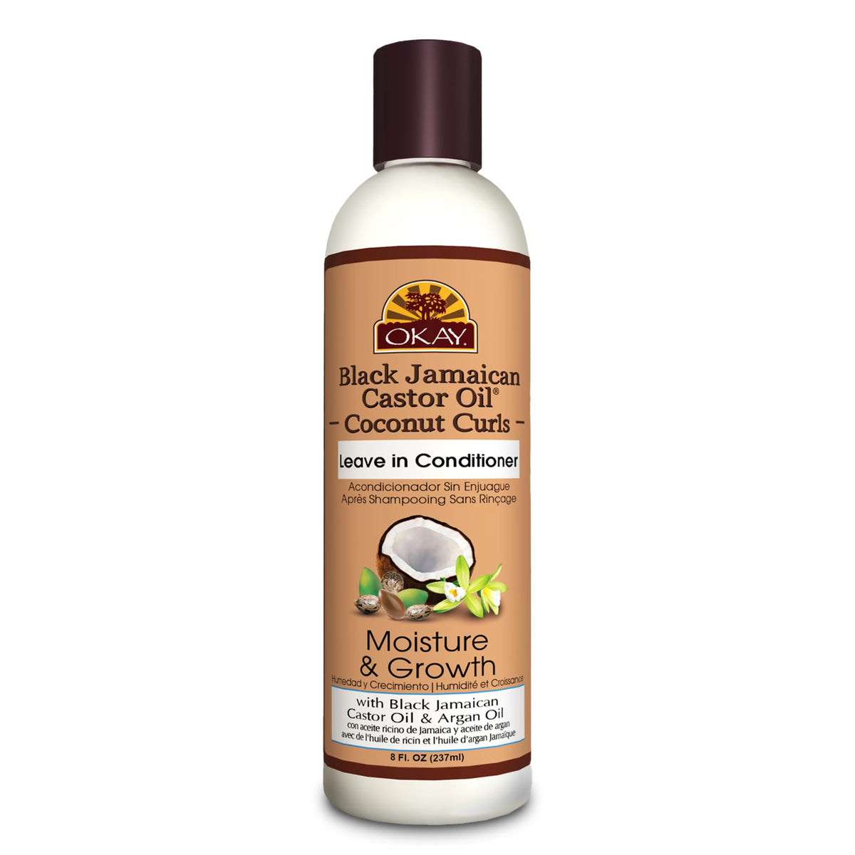 Okay Black Jamaican Castor Oil Leave In Conditioner - Moisturizer For Curly Hair, 8 Oz