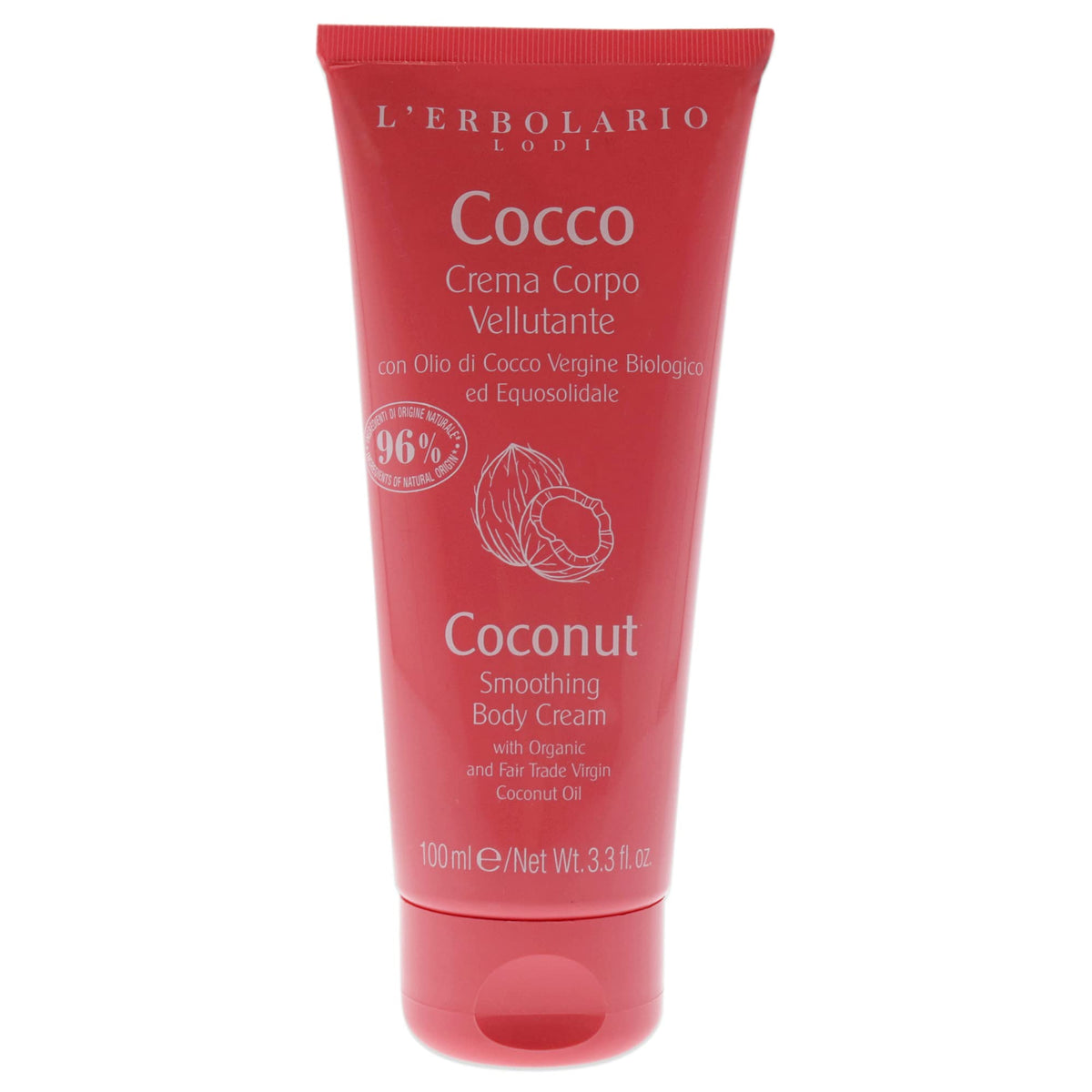 LErbolario Coconut Smoothing Body Cream  Intensely Nourishing Coconut Body Cream  Cocoa Butter and Vitamin E  Tropical  Beach