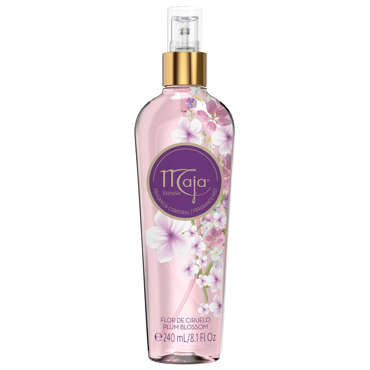 Maja Plum Blossom Body Mist - Floral & Fruity, 8.1 Fl Oz, Transparent Purple Spray Bottle