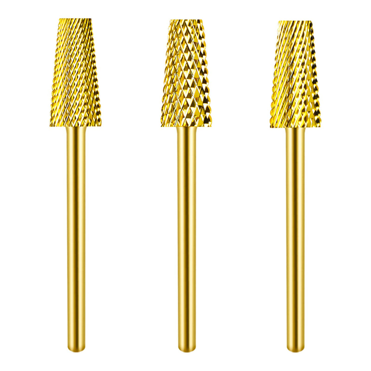 Depvko 3Pcs Gold Tapered Barrel Carbide Nail Drill Bits For Dremel - Manicure & Pedicure Tools