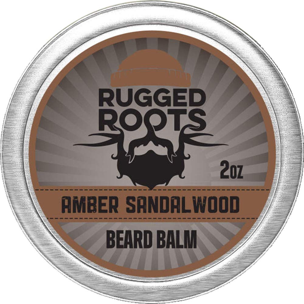 Rugged Roots Beard Balm - Amber Sandalwood, 2Oz - Nourishes & Strengthens Beards, Promotes Growth