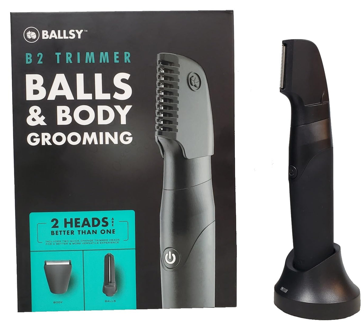 Ballsy B2 Groin & Body Trimmer For Men - Waterproof, Cordless, 2 Quick Change Heads