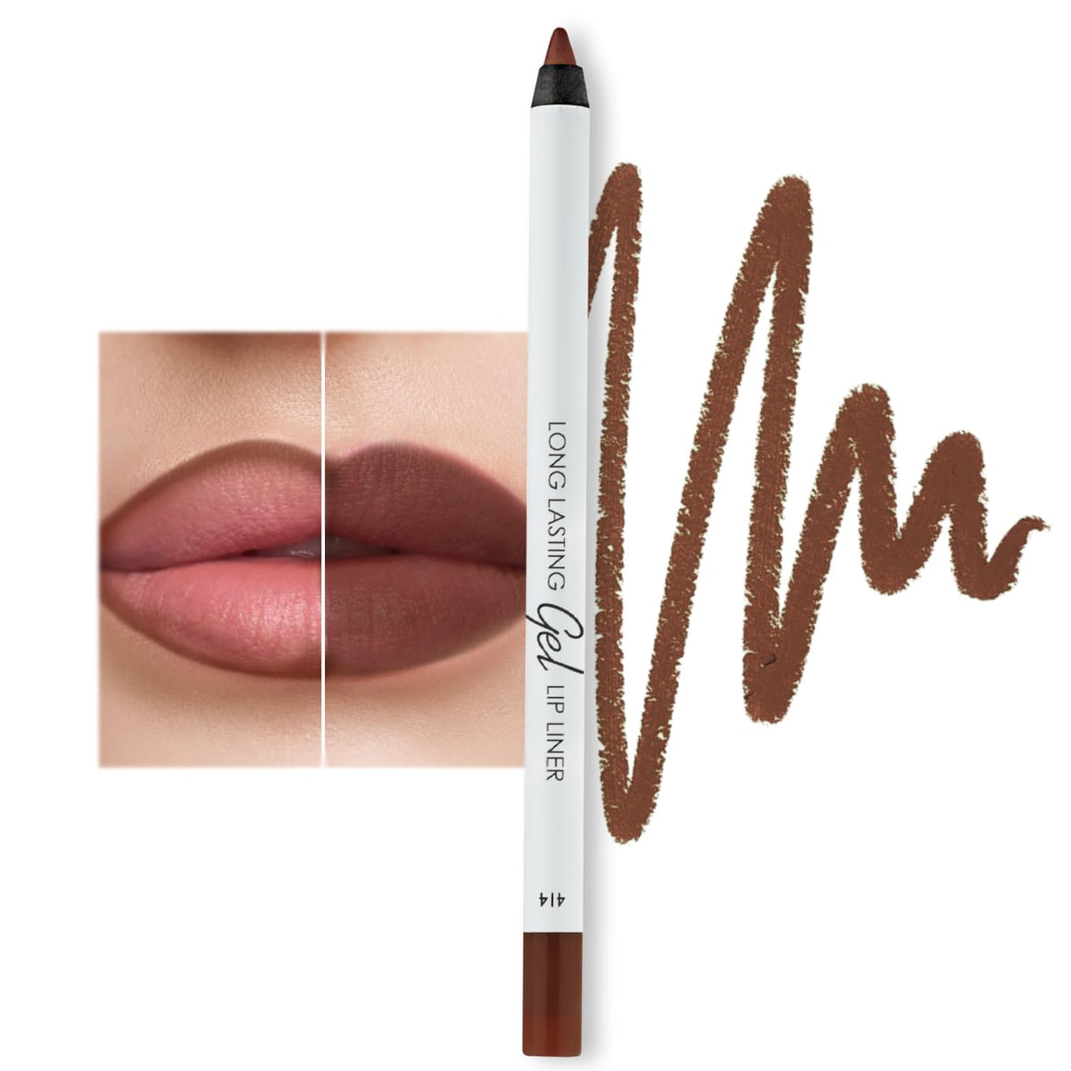 Lamel Matte Gel Lip Liner Pencil - Intense Brown, Waterproof, Longwear, Cruelty-Free, 0.05Oz