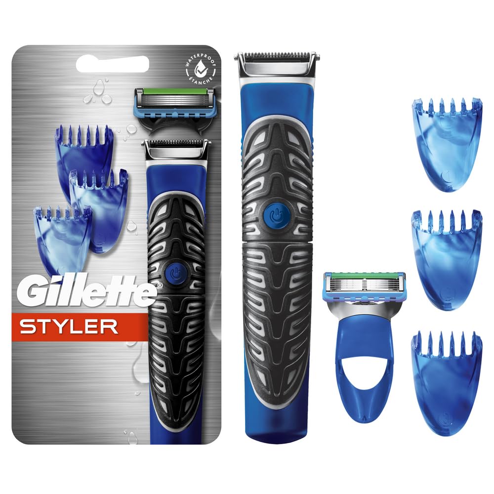 Gillette Styler Beard Trimmer & Razor, All-In-One Waterproof Tool With 3 Comb Attachments