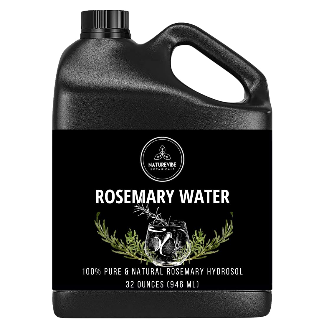 Naturevibe Botanicals Rosemary Water 32 Fl Oz - 100% Pure For Skin & Hair Care