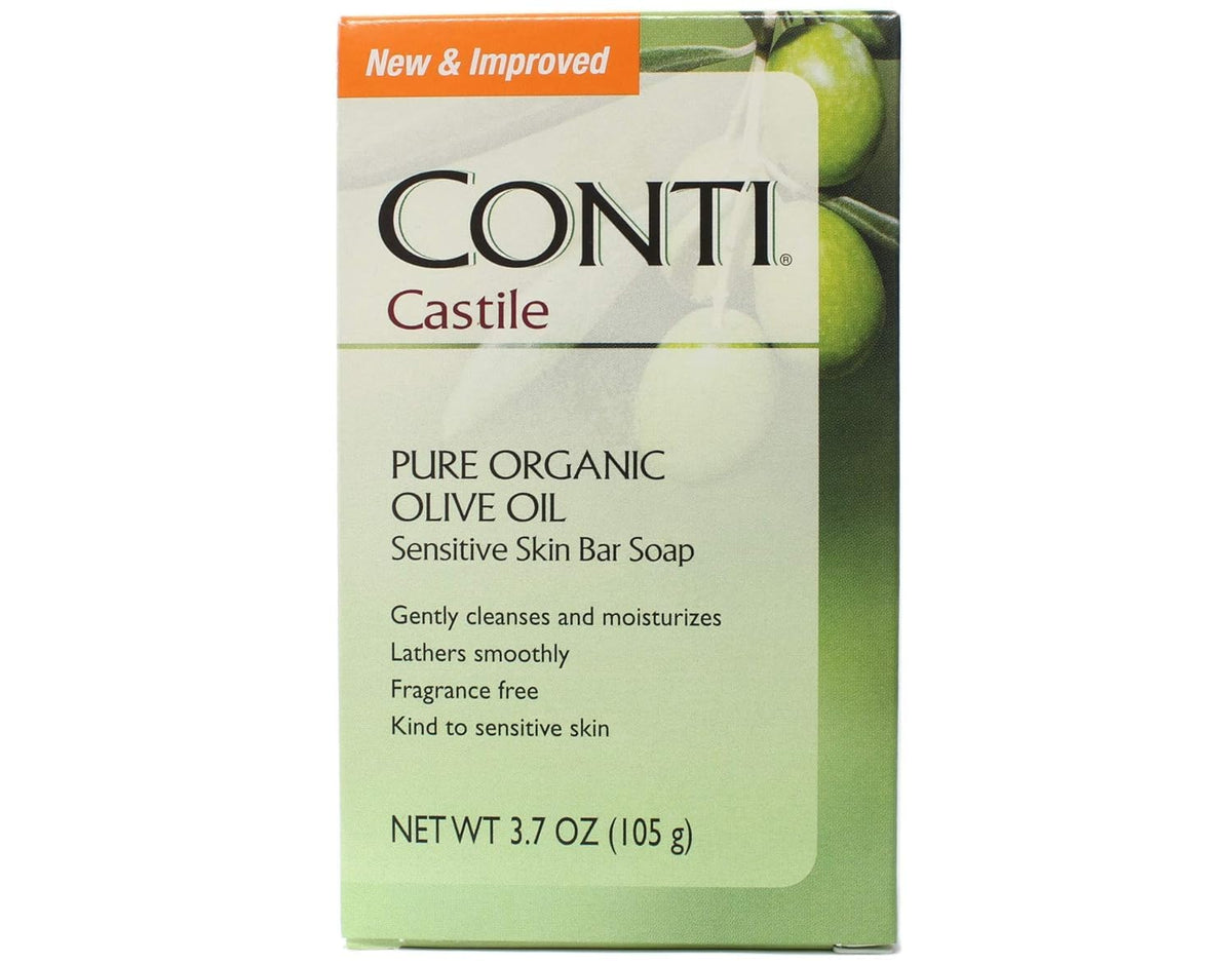 Conti Castile Organic Olive Oil Bar Soap For Sensitive Skin, 3.7 Oz, Value Pack Of 10