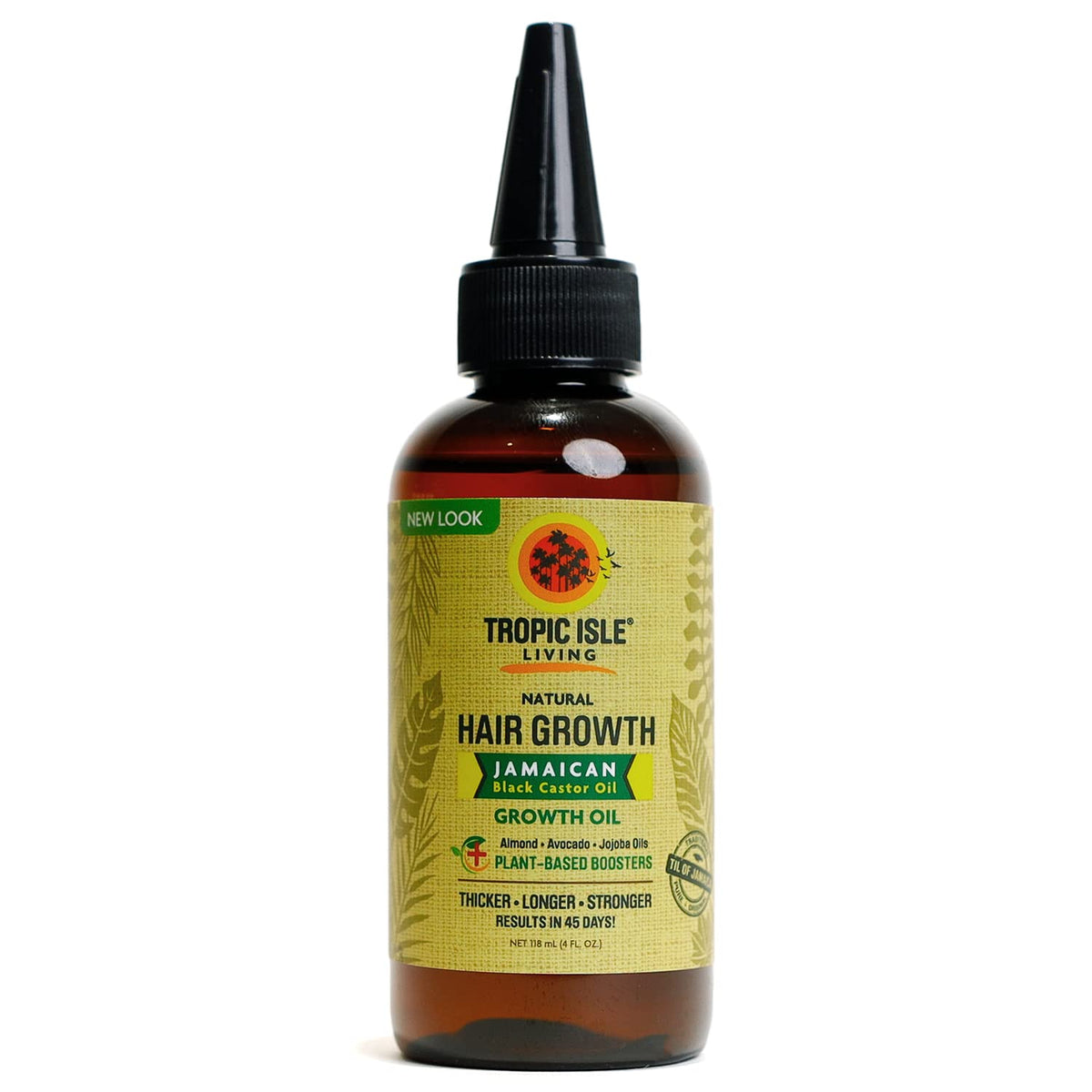 Tropic Isle Living Jamaican Black Castor Oil 4Oz - Hair Growth With Almond, Avocado & Jojoba Oils