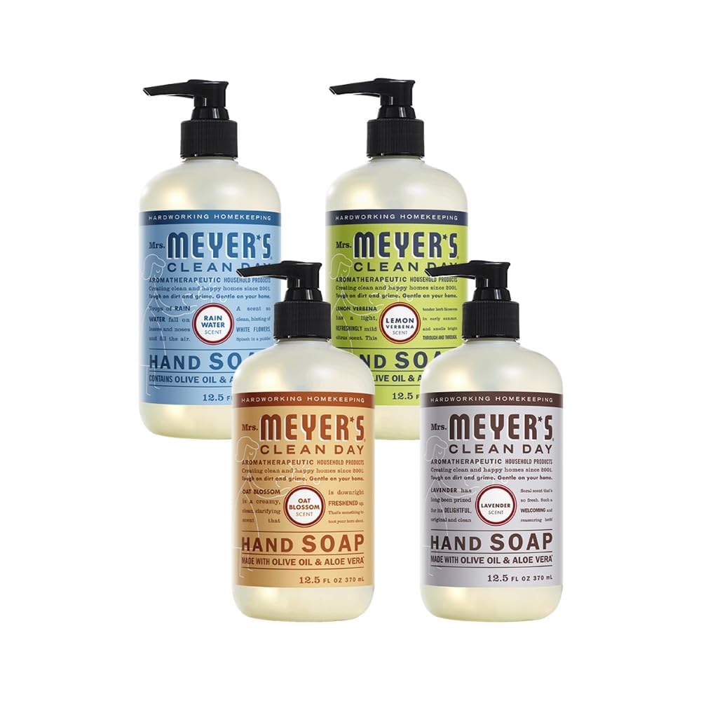 Mrs. Meyer'S Clean Day Holiday Hand Soap Bundle - Lavender, Lemon Verbena, Rainwater, Oat Blossom