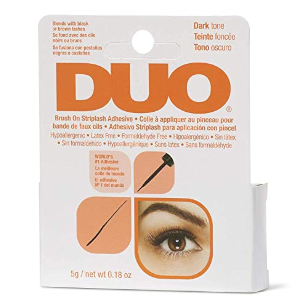 Duo Brush-On Strip Lash Adhesive, Dark Tone, 0.18 Oz, 2-Pack - Latex Formula