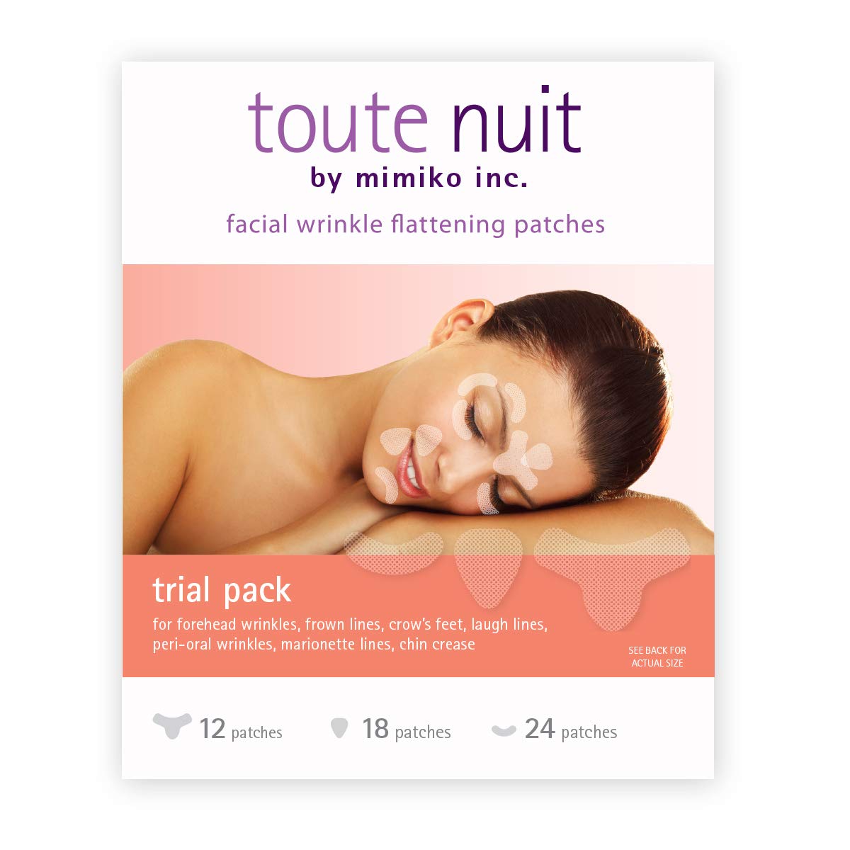 Toute Nuit Facial Wrinkle Patches - 54 Patches, 3 Shapes For Forehead, Eyes, Mouth, Trial Pack