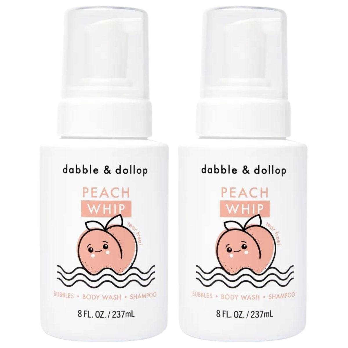 Dabble & Dollop Peach Body Wash - All-Natural 3-In-1 Shampoo & Bubble Bath, 8Oz (Pack Of