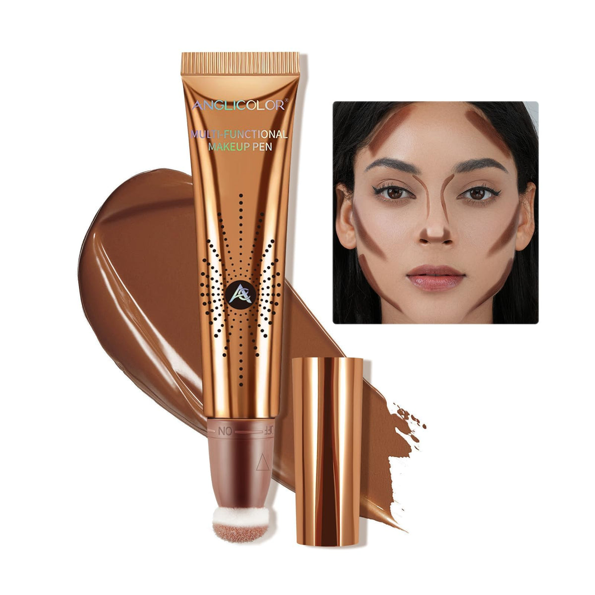 Anglicolor Liquid Contour Stick, Vegan Bronzer, 0.4 Fl Oz, 02#Fair/Medium, Cruel