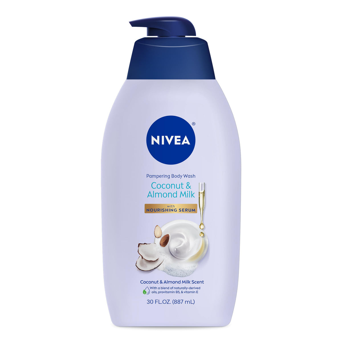 Nivea Coconut Almond Milk Body Wash For Dry Skin, 30 Fl Oz Pump Bottle