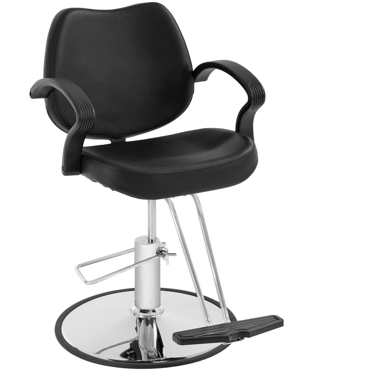 Bestsalon Heavy Duty Hydraulic Pump Barber Chair, Black Faux Leather, 23D X 23W X 35.5H In