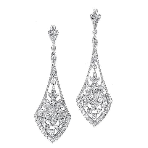 Mariell Silver Dangle Bridal Earrings, 2 ¾&quot; Length, Perfect For Brides & Special Occasions