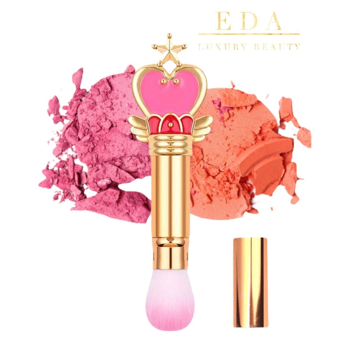 Eda Luxury Beauty Round Retractable Makeup Brush - Premium Vegan Kabuki For Liquid & Powder