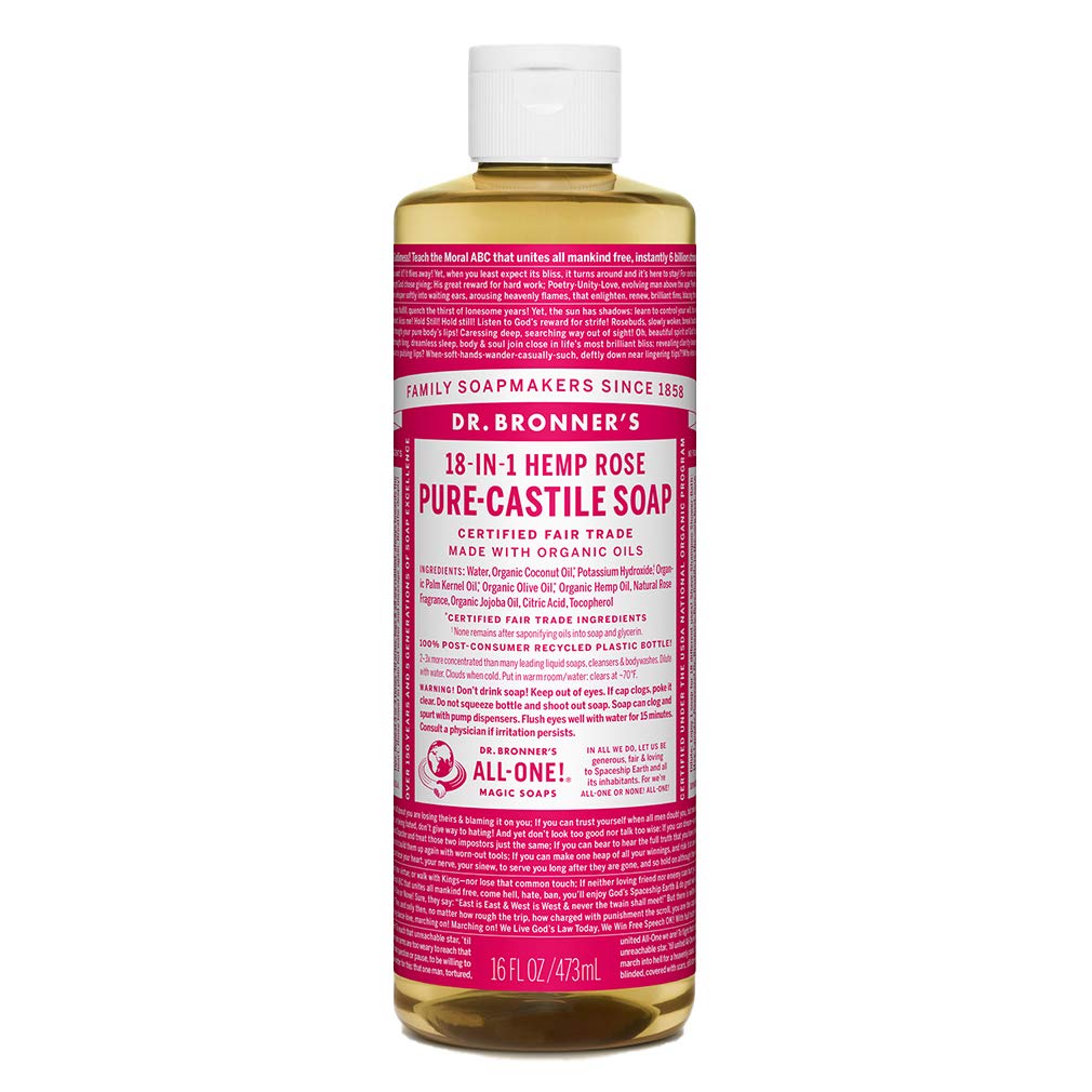 Dr. Bronner'S Pure-Castile Liquid Soap, Rose, 16Oz - Organic, Vegan, 18-In-1 Uses