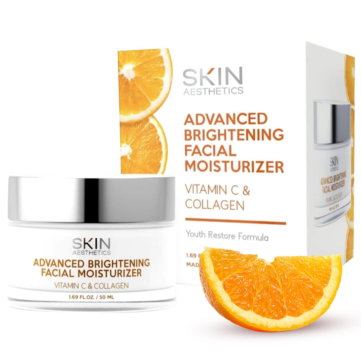 Skin Aesthetics Vitamin C & Collagen Moisturizer - Anti-Aging, Hydrating, Brightening - 1.69 Oz