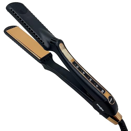 Croc Rose Gold Titanium Flat Iron 1.25&quot;  - Black, Professional Hair Styling Tool