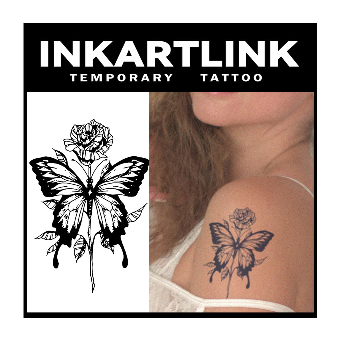 Inkartlink Butterfly Painting Temporary Tattoo - 2 Sheets, Waterproof, Realistic, Lasts 1-2 Weeks