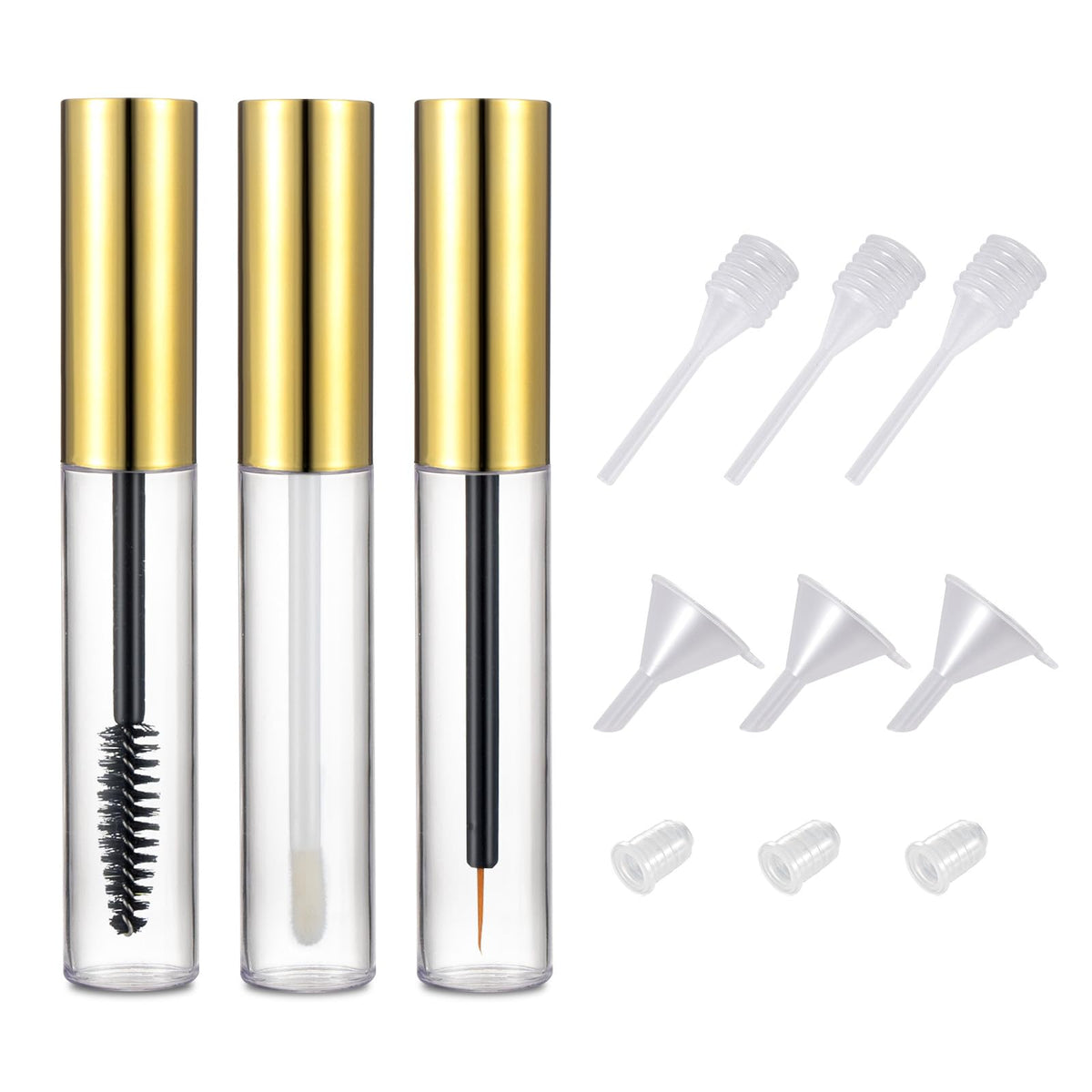 Ideal Swan 10ml Empty Mascara Tube & Lip Gloss Bottle Set with Funnels & Inserts - Set 03