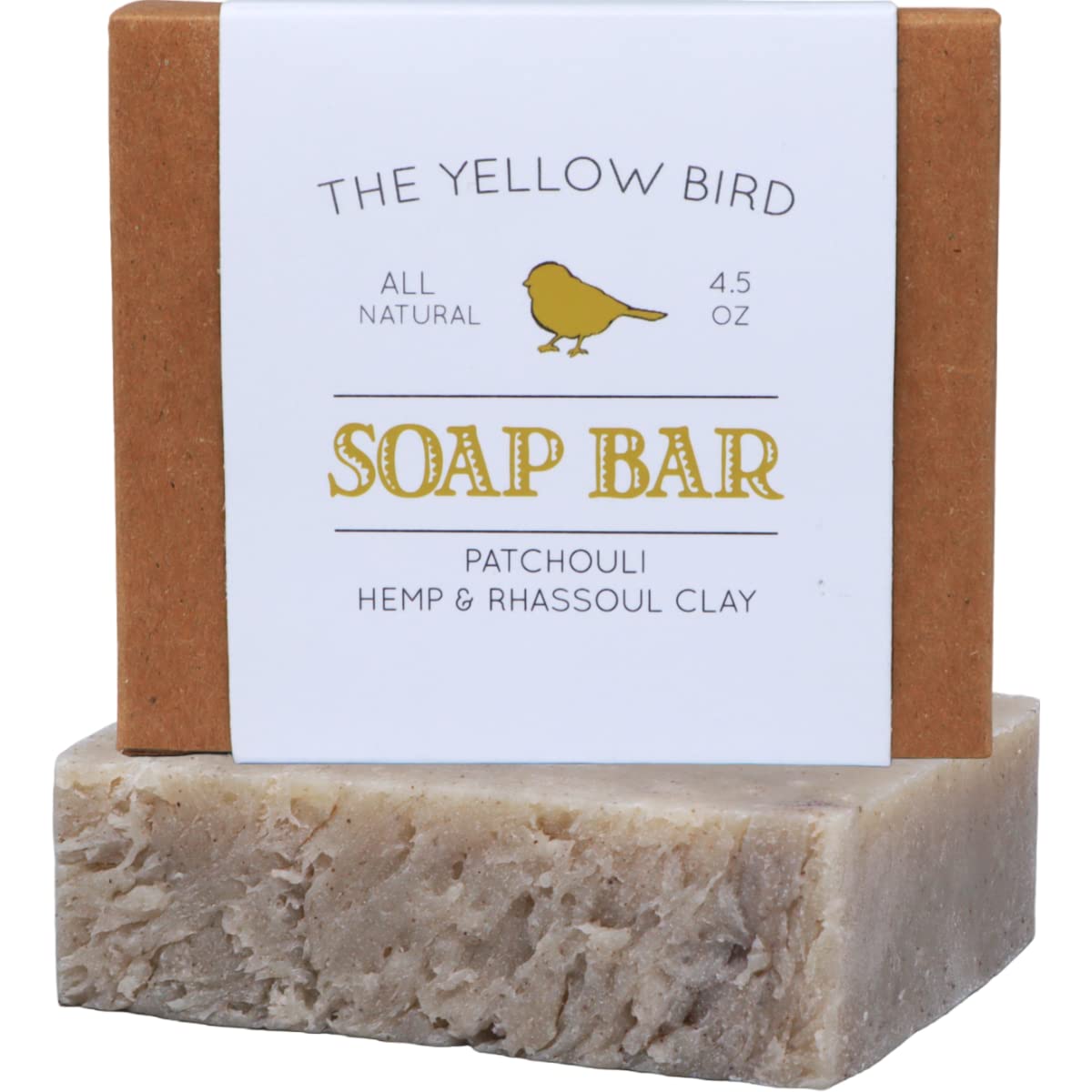 The Yellow Bird Patchouli Hemp Soap Bar - Vegan, Organic, Handmade Soap For Sensitive Skin, 4.5 Oz