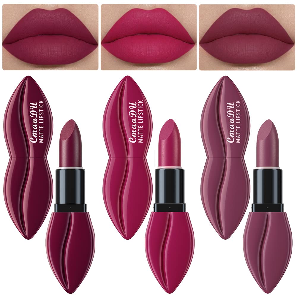 Evpct 3Pcs Matte Velvet Lipstick Set - Long Lasting, Waterproof, Smudge Proof, 24 Hours