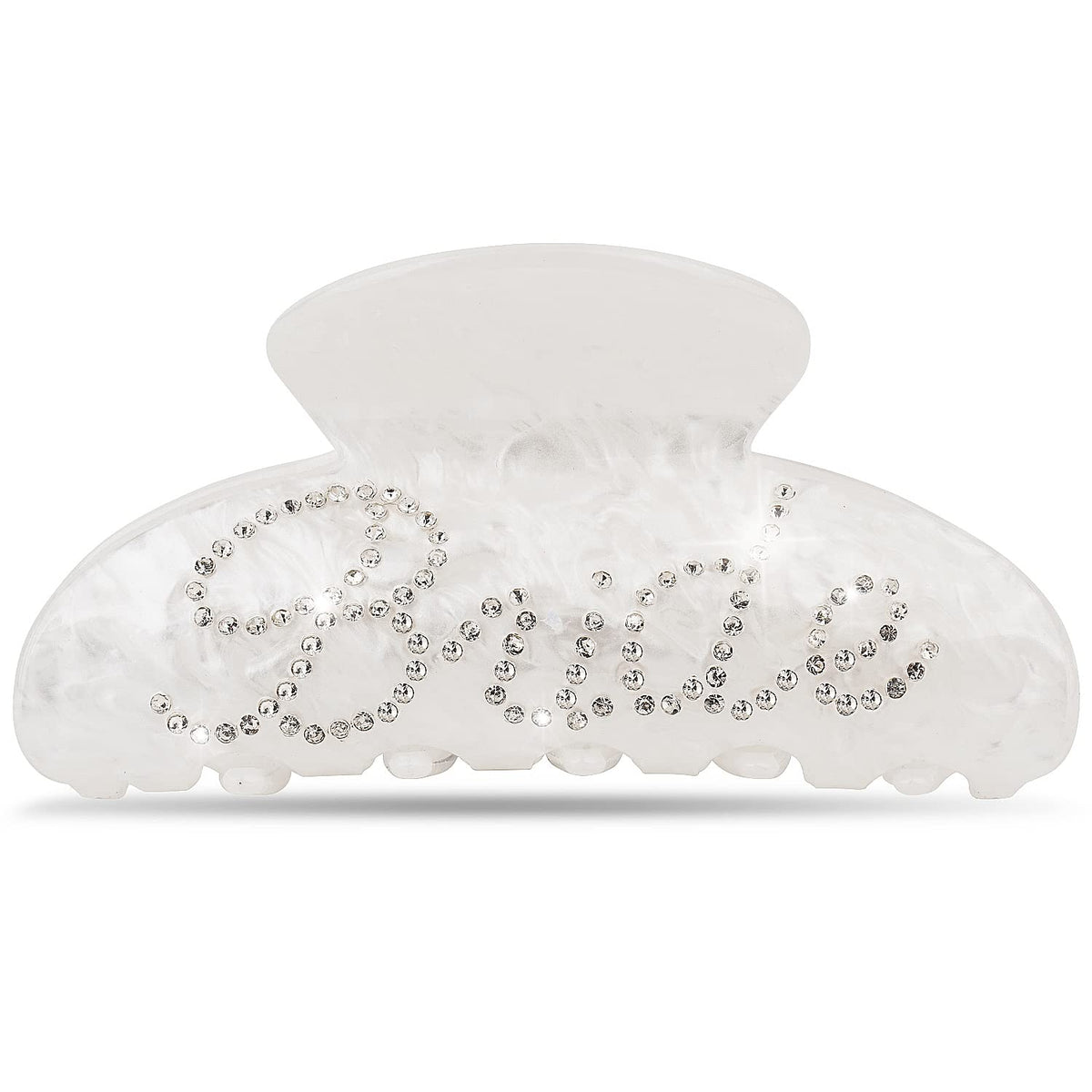 Saliyaa Bride Hair Clip - White Acrylic With Double-Side Logo, Rhinestone Wedding Accessory