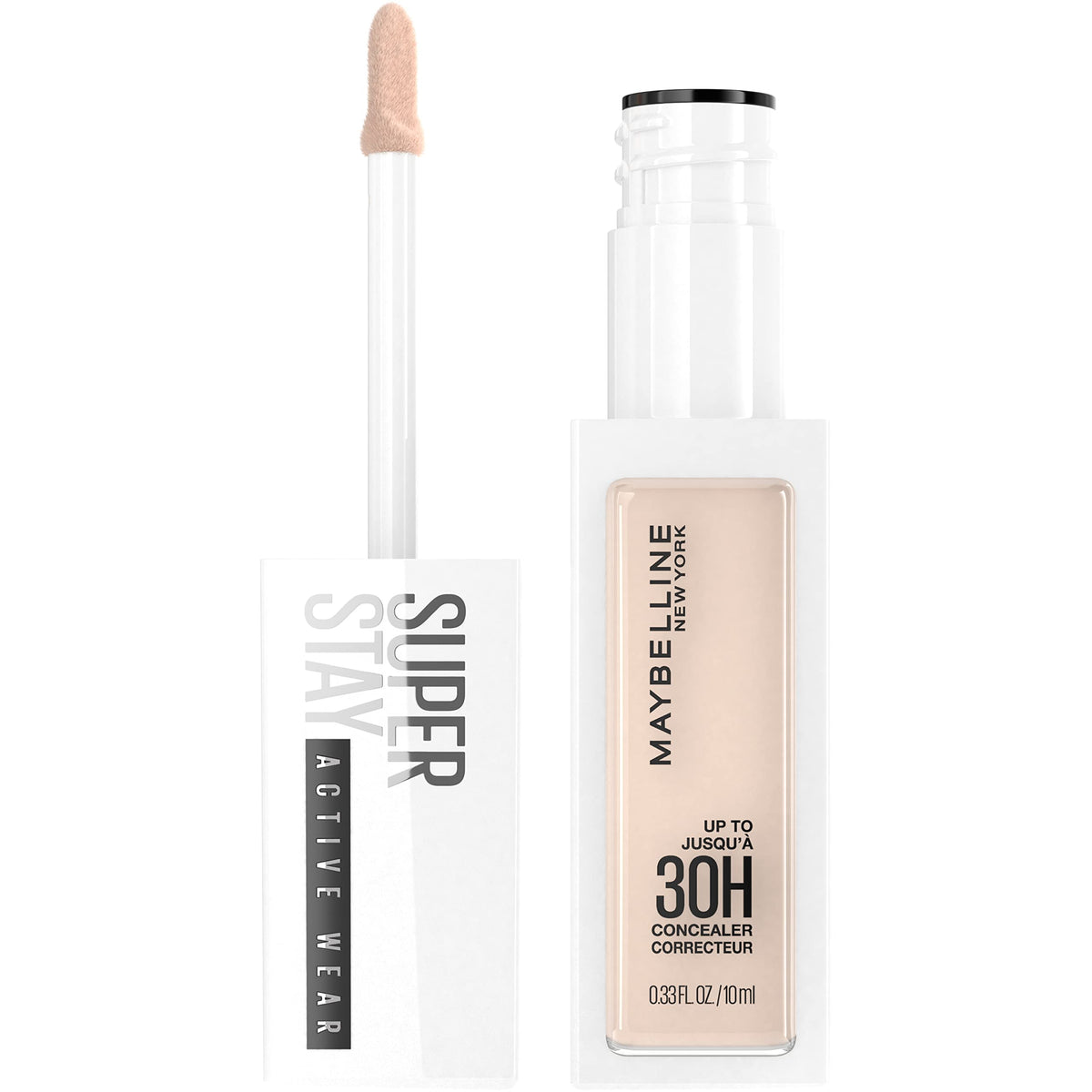 Maybelline Super Stay Liquid Concealer, Full Coverage, 30-Hour Wear, Oil-Free, Shade 10, 0.